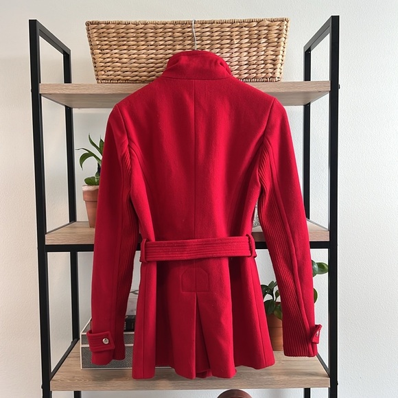 ✨♥️Express Zip Front Red Wool Blend Trench/P-Coat w/Pockets & Belt, Size~Small♥️ - Picture 6 of 8
